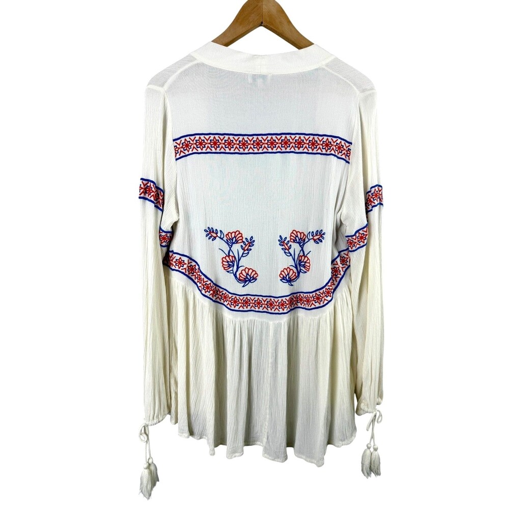 River Island Off White Embroidered Cardigan Flowy Beach Coverup Open Front S - Picture 3 of 9
